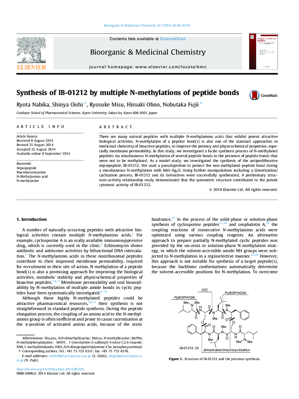 Synthesis of IB-01212 by multiple N-methylations of peptide bonds