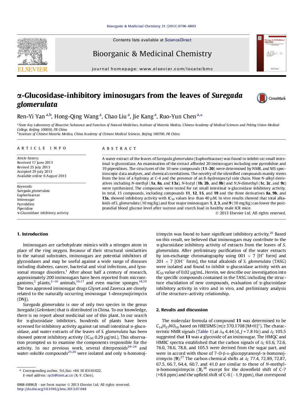 Î±-Glucosidase-inhibitory iminosugars from the leaves of Suregada glomerulata