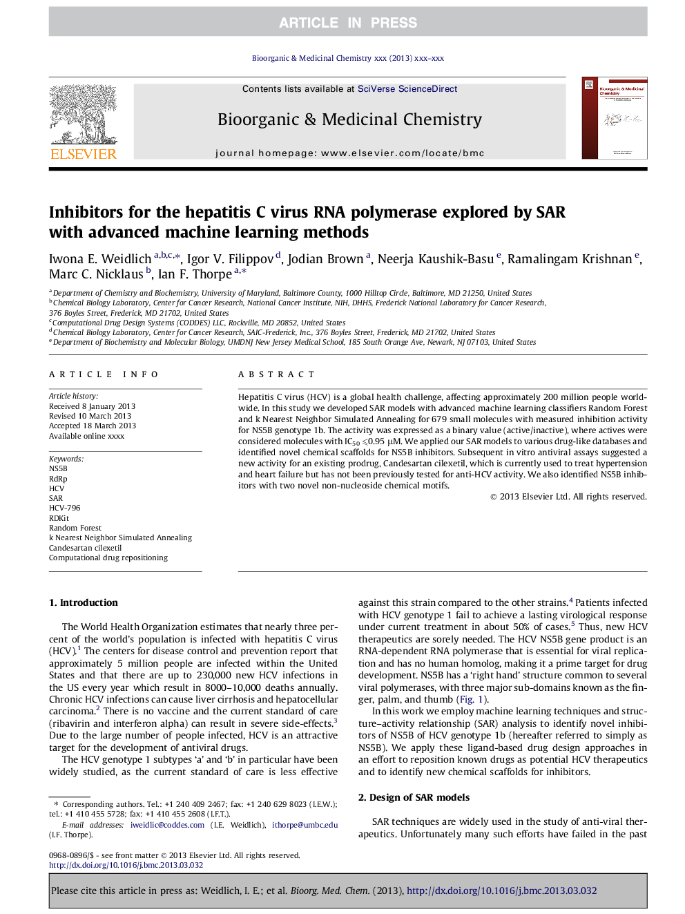 Inhibitors for the hepatitis C virus RNA polymerase explored by SAR with advanced machine learning methods