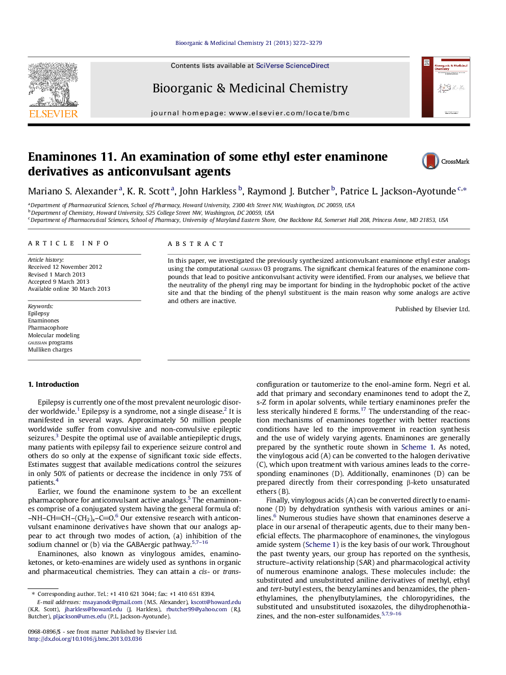 Enaminones 11. An examination of some ethyl ester enaminone derivatives as anticonvulsant agents