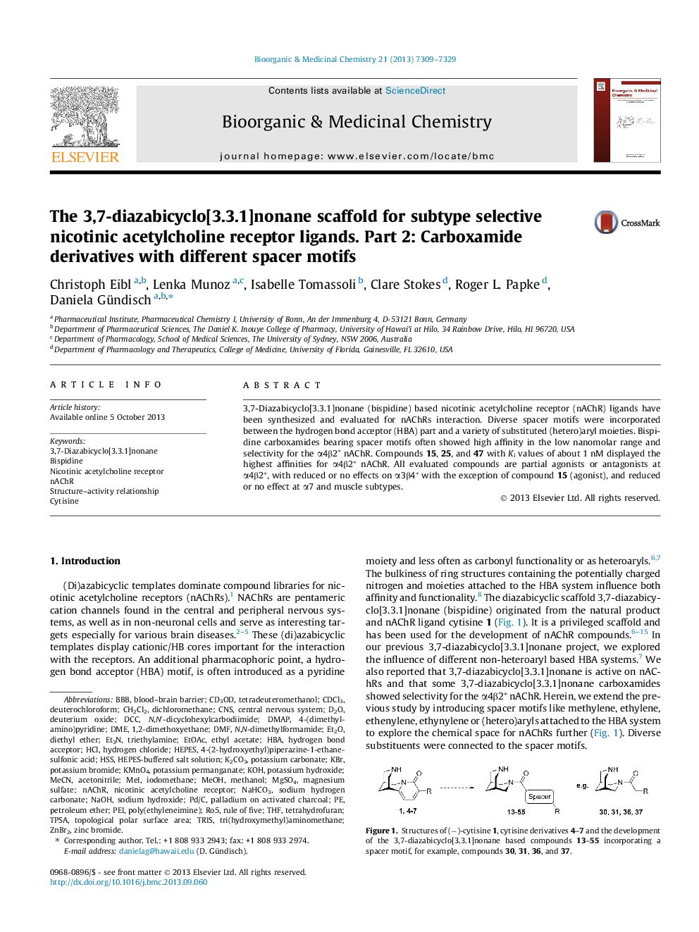 The 3,7-diazabicyclo[3.3.1]nonane scaffold for subtype selective nicotinic acetylcholine receptor ligands. Part 2: Carboxamide derivatives with different spacer motifs