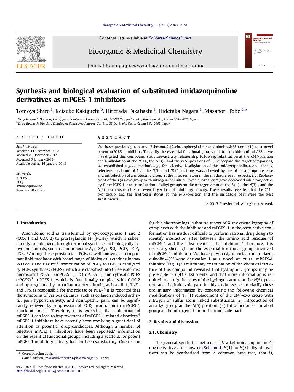 Synthesis and biological evaluation of substituted imidazoquinoline derivatives as mPGES-1 inhibitors