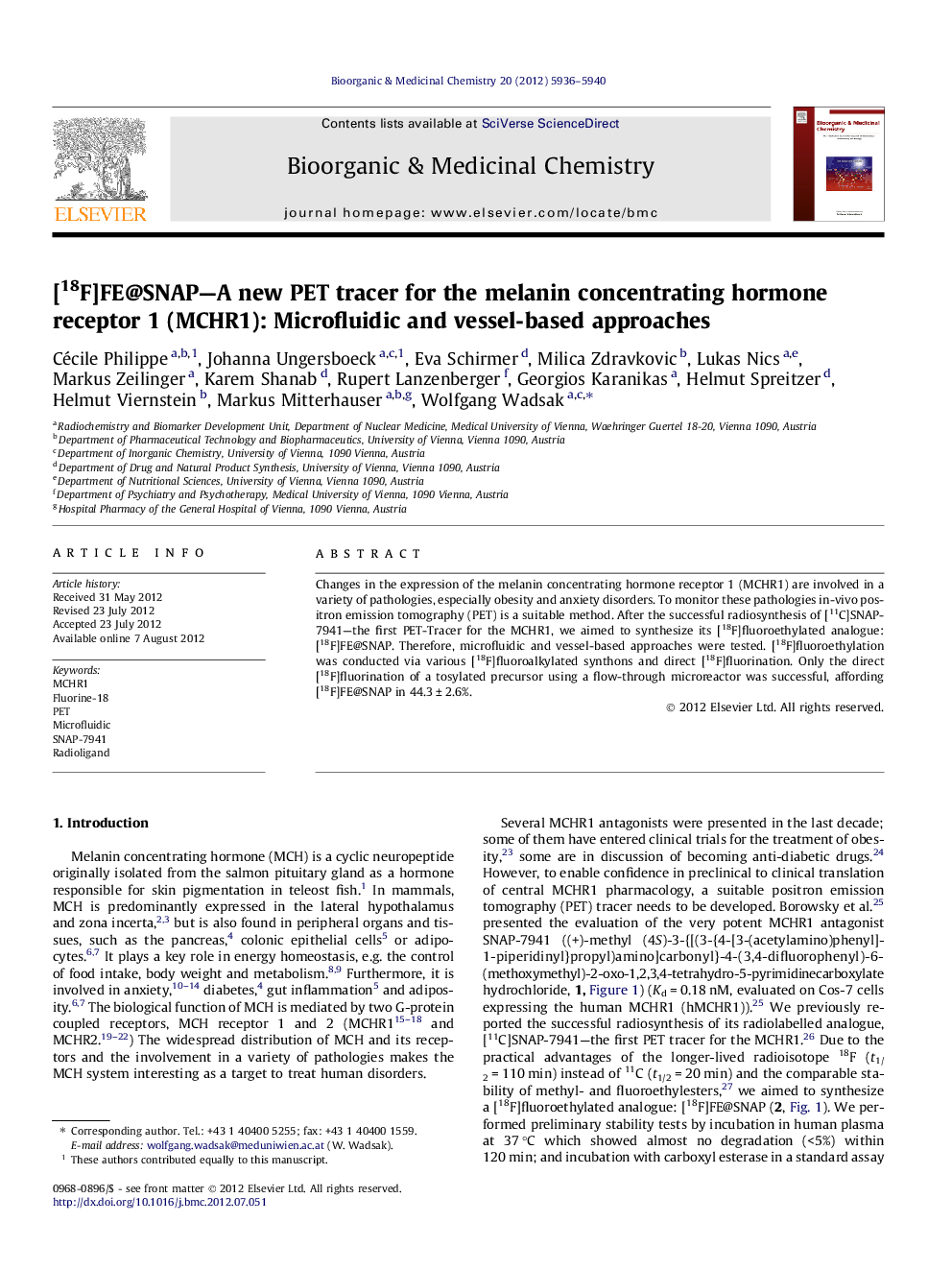 [18F]FE@SNAP-A new PET tracer for the melanin concentrating hormone receptor 1 (MCHR1): Microfluidic and vessel-based approaches