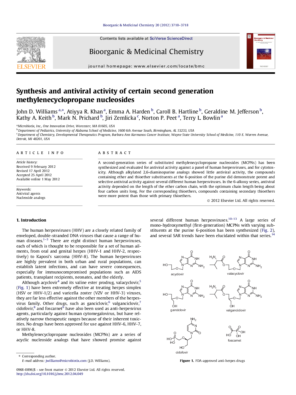 Synthesis and antiviral activity of certain second generation methylenecyclopropane nucleosides