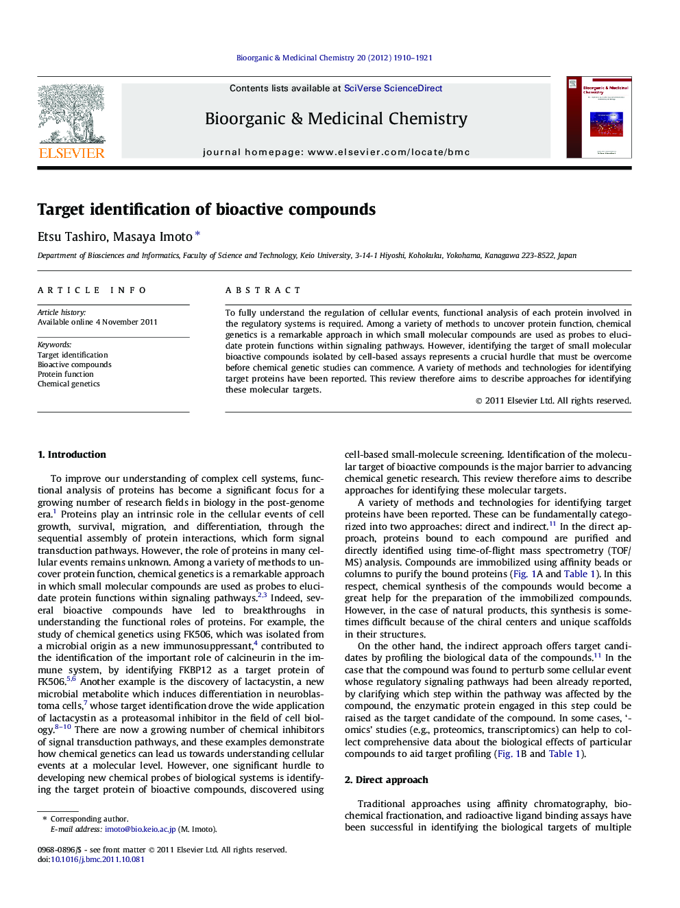 Target identification of bioactive compounds