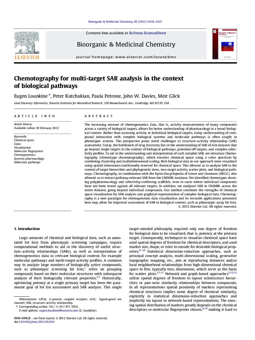 Chemotography for multi-target SAR analysis in the context of biological pathways