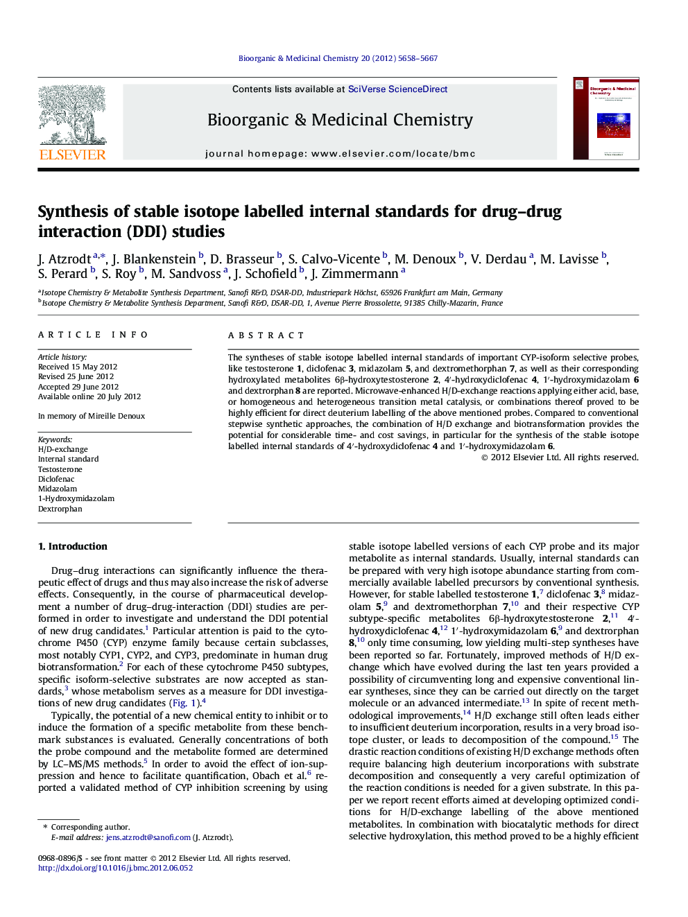 Synthesis of stable isotope labelled internal standards for drug-drug interaction (DDI) studies