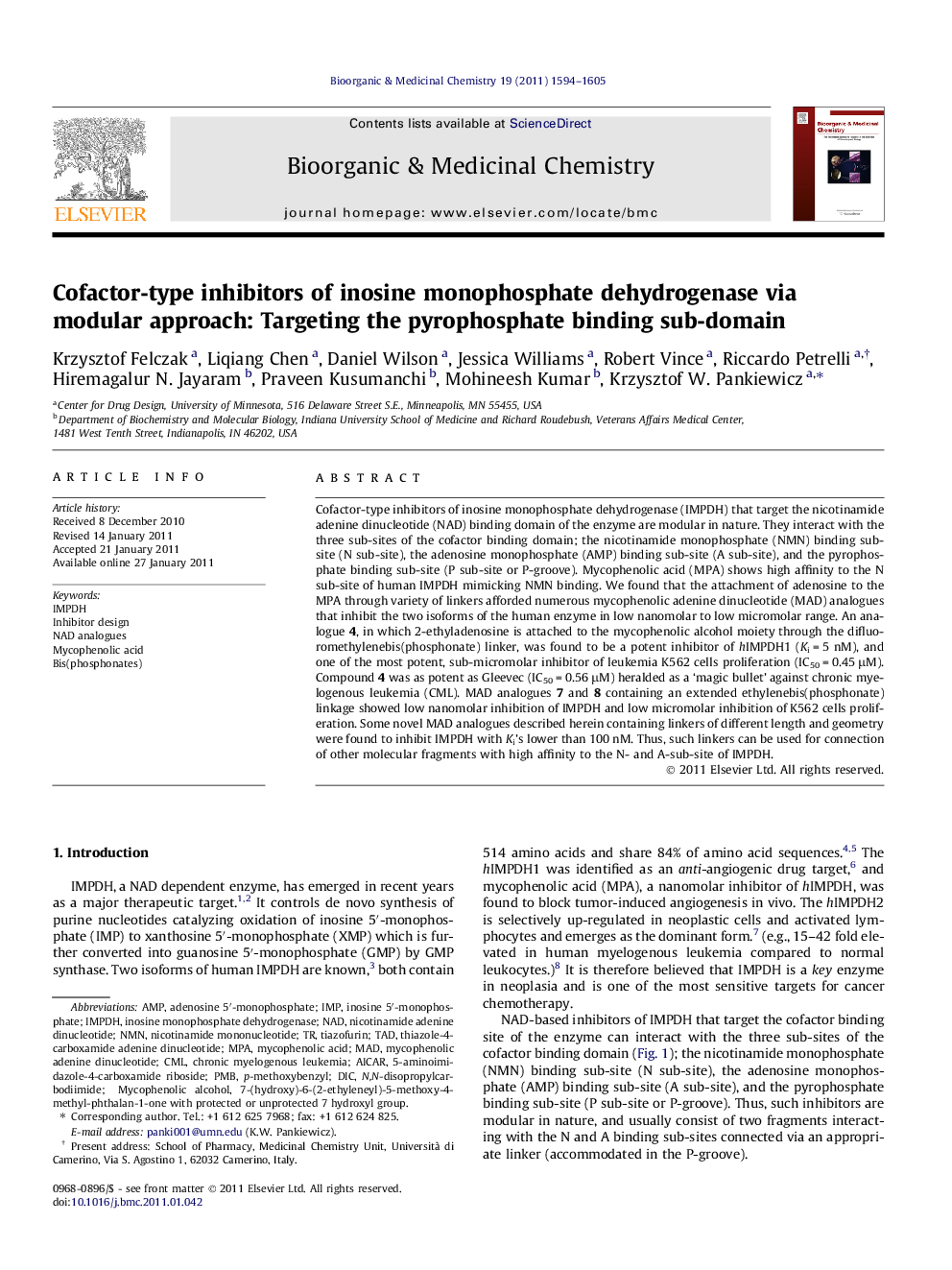 Cofactor-type inhibitors of inosine monophosphate dehydrogenase via modular approach: Targeting the pyrophosphate binding sub-domain