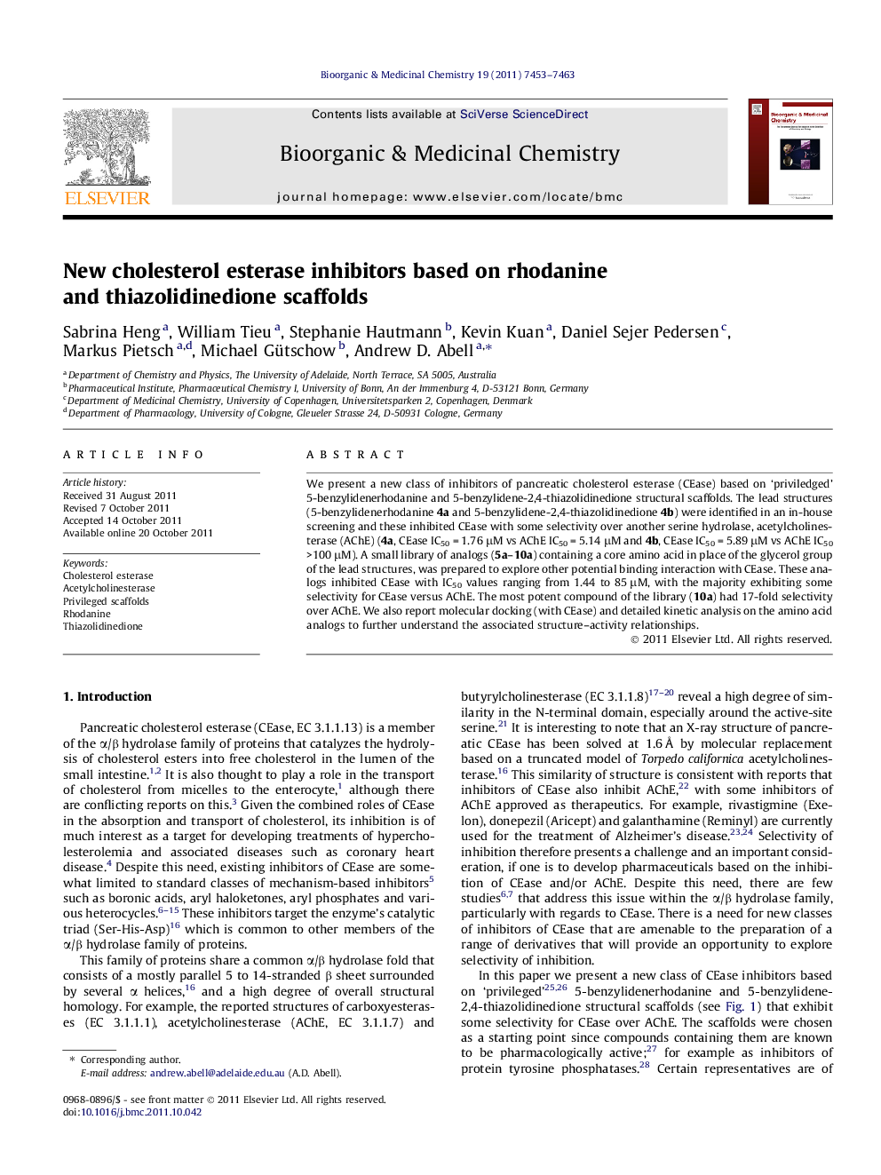 New cholesterol esterase inhibitors based on rhodanine and thiazolidinedione scaffolds