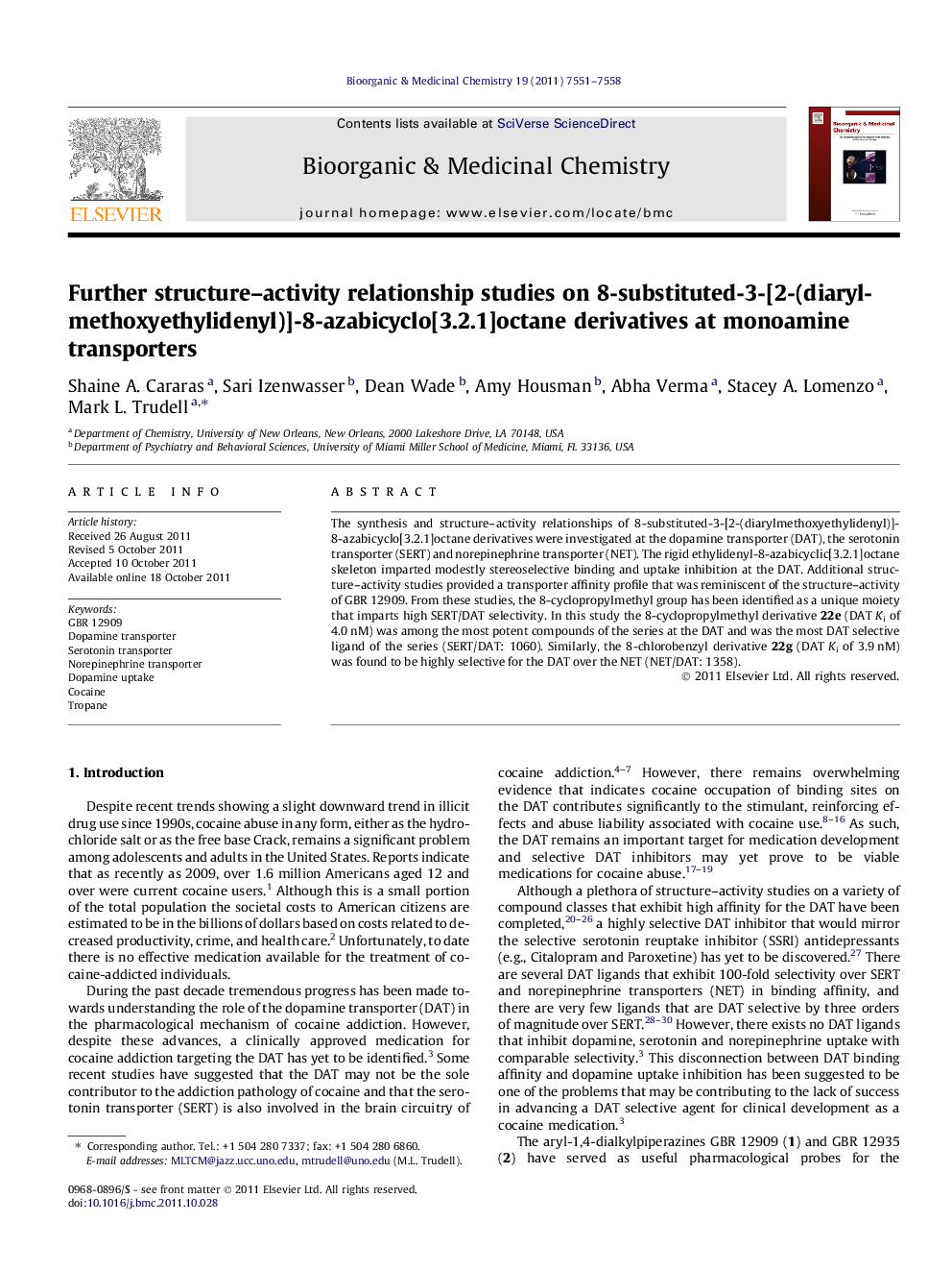 Further structure-activity relationship studies on 8-substituted-3-[2-(diarylmethoxyethylidenyl)]-8-azabicyclo[3.2.1]octane derivatives at monoamine transporters