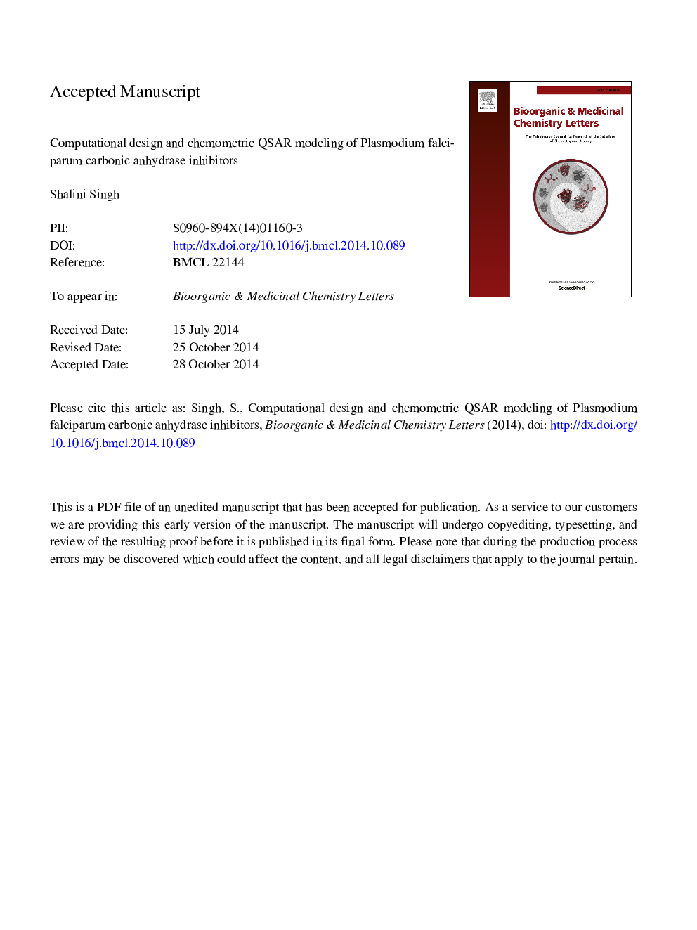 Computational design and chemometric QSAR modeling of Plasmodium falciparum carbonic anhydrase inhibitors