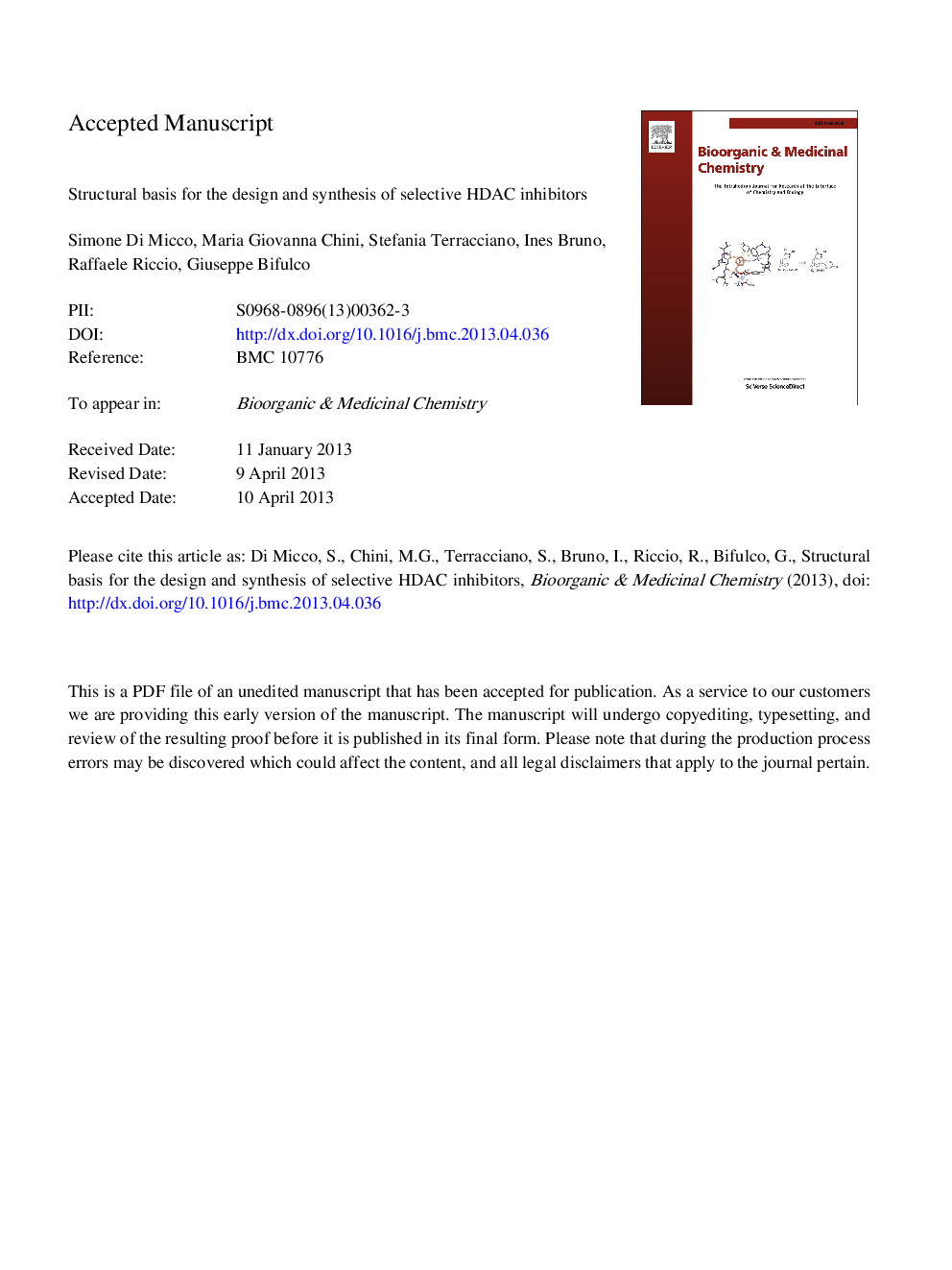 Structural basis for the design and synthesis of selective HDAC inhibitors