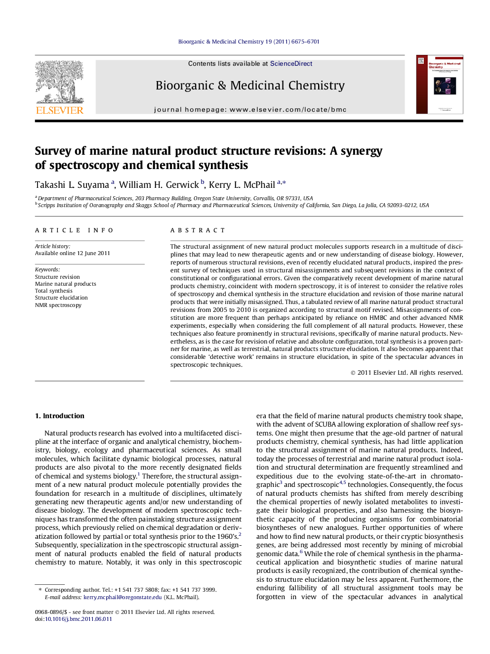 Survey of marine natural product structure revisions: A synergy of spectroscopy and chemical synthesis