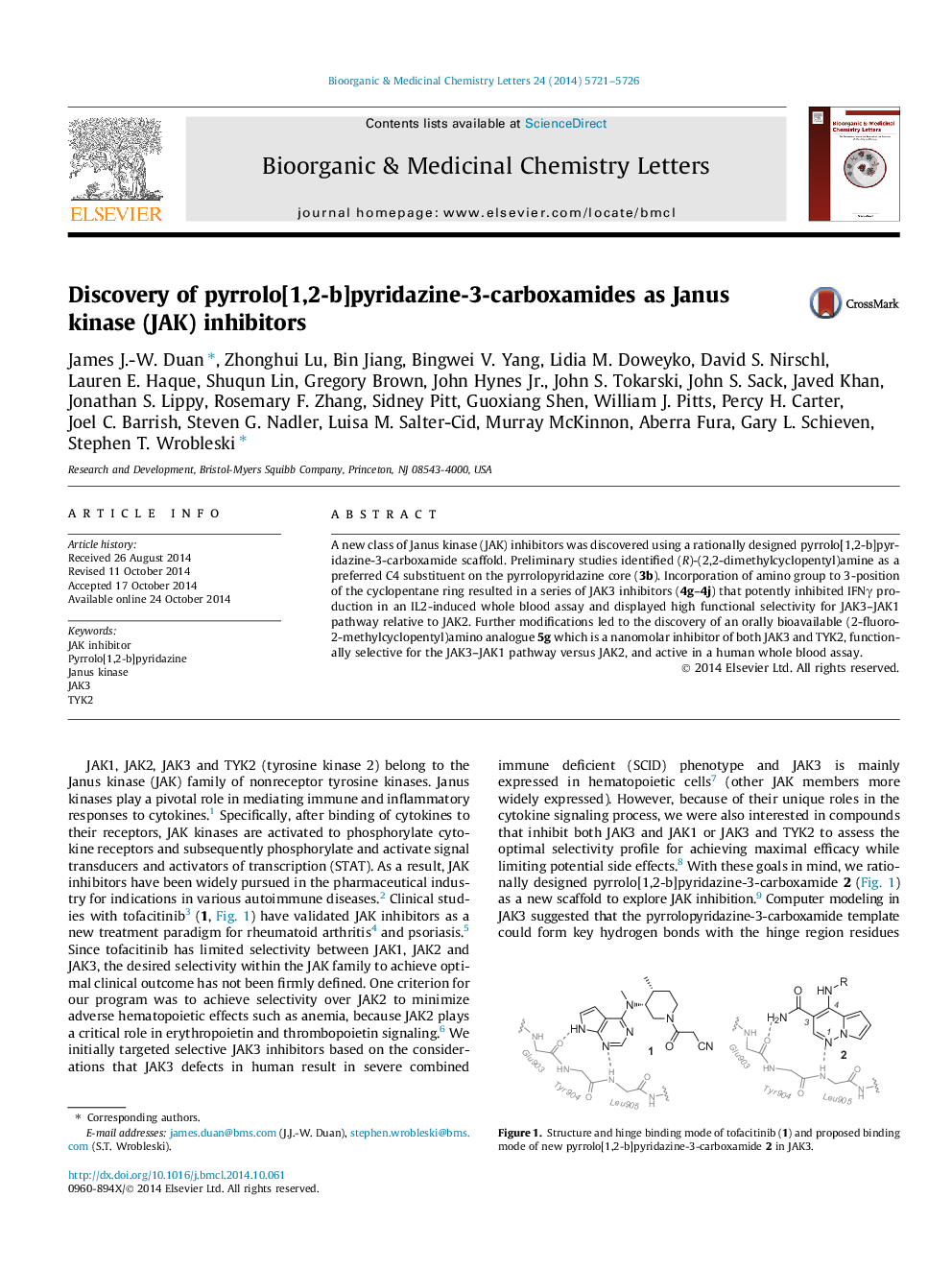 Discovery of pyrrolo[1,2-b]pyridazine-3-carboxamides as Janus kinase (JAK) inhibitors