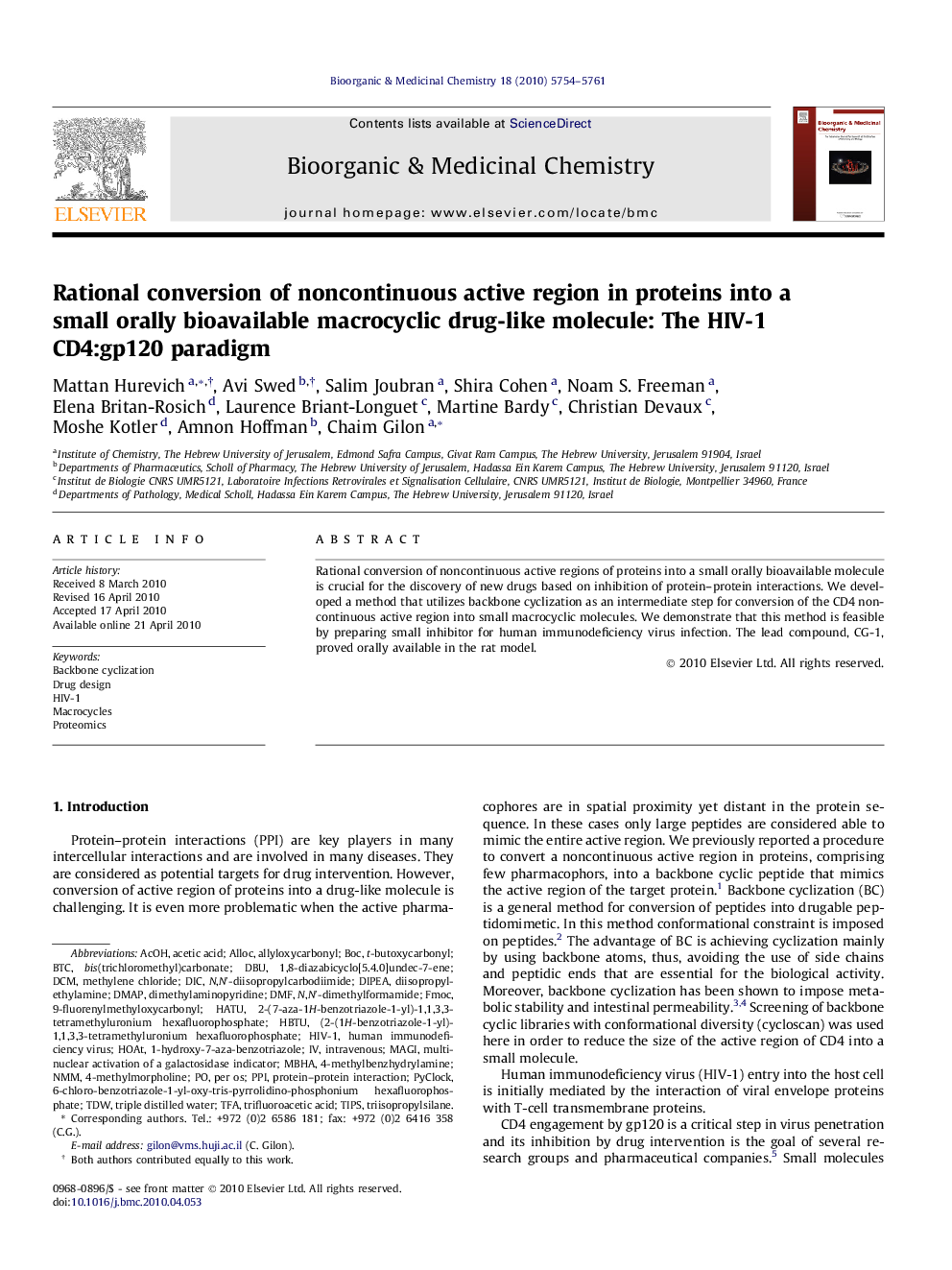 Rational conversion of noncontinuous active region in proteins into a small orally bioavailable macrocyclic drug-like molecule: The HIV-1 CD4:gp120 paradigm