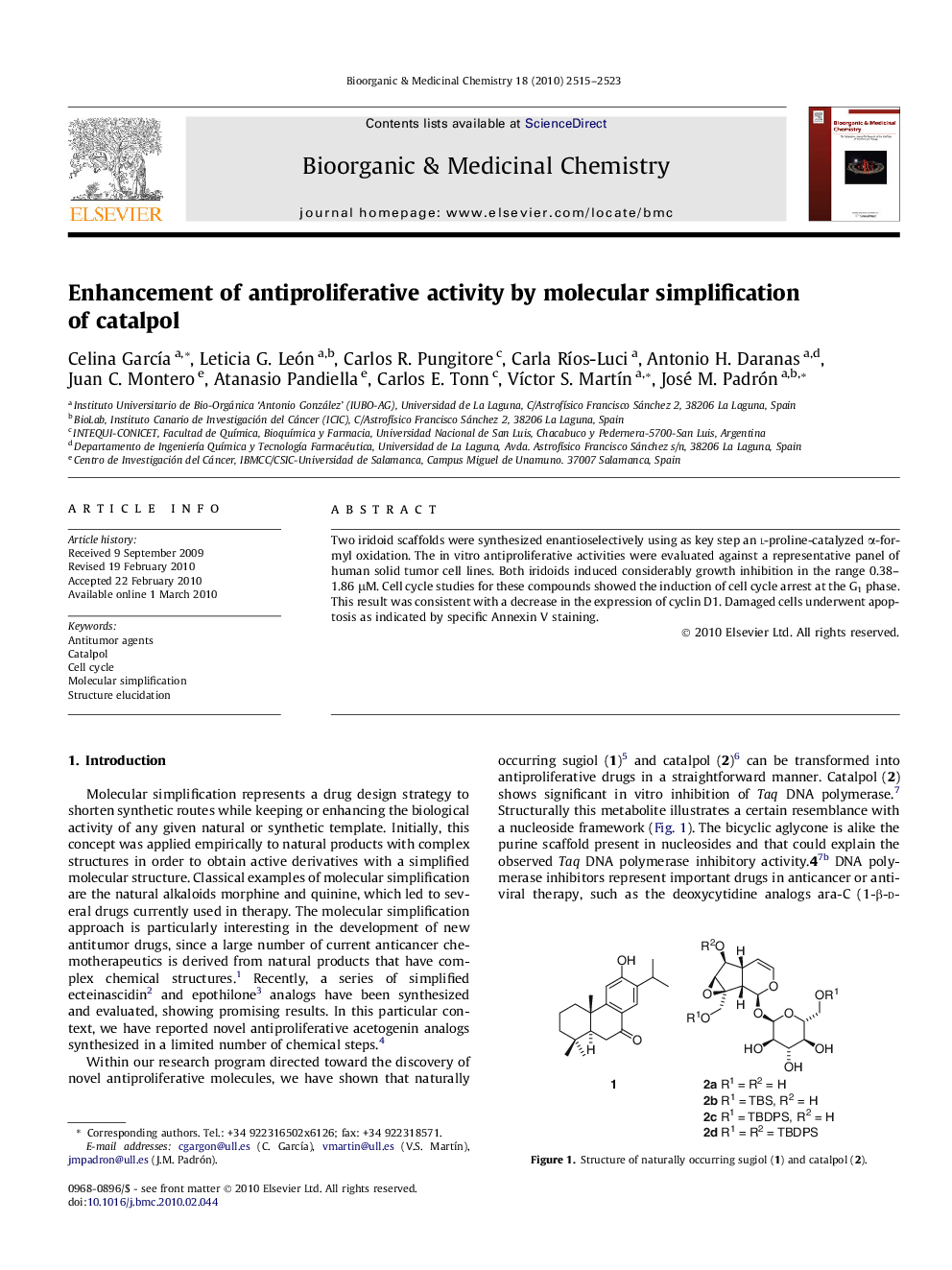 Enhancement of antiproliferative activity by molecular simplification of catalpol