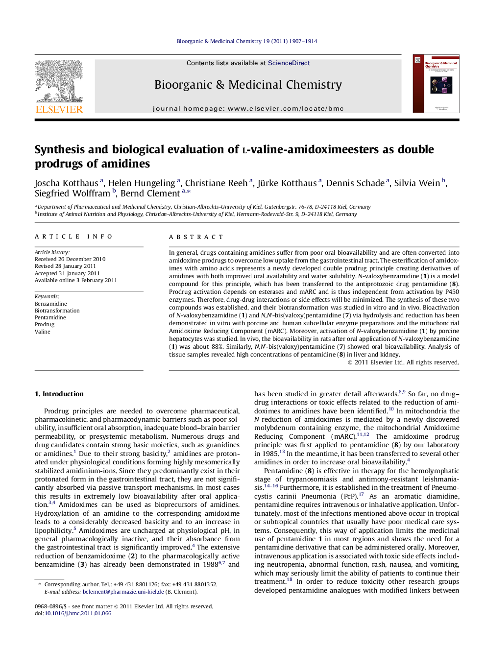 Synthesis and biological evaluation of l-valine-amidoximeesters as double prodrugs of amidines