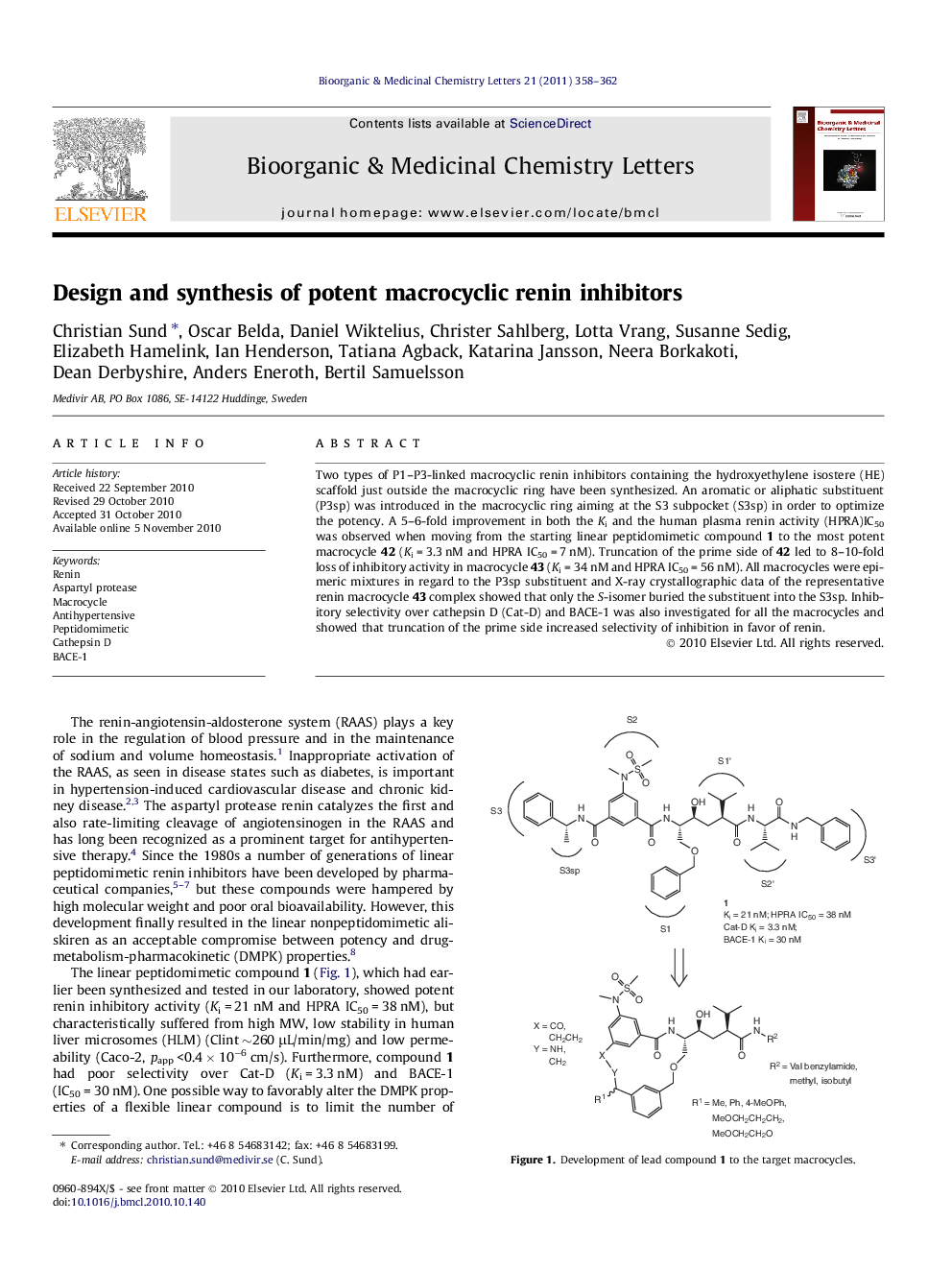 Design and synthesis of potent macrocyclic renin inhibitors