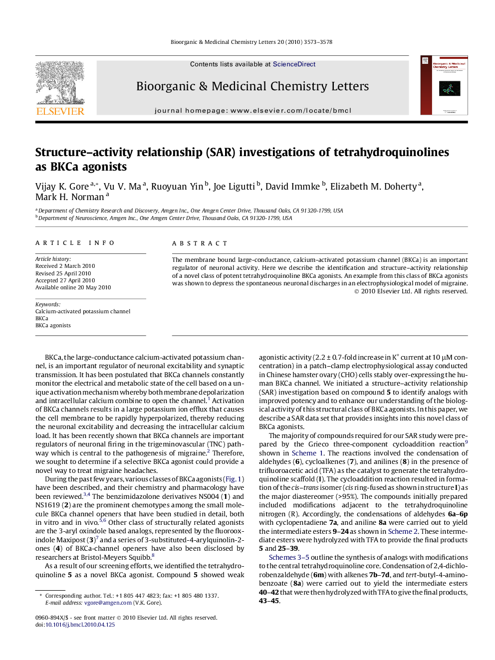 Structure-activity relationship (SAR) investigations of tetrahydroquinolines as BKCa agonists