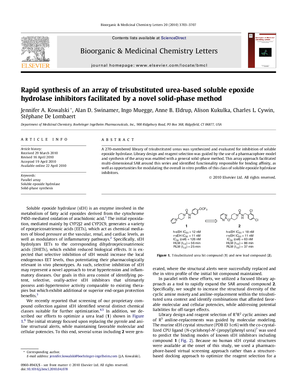 Rapid synthesis of an array of trisubstituted urea-based soluble epoxide hydrolase inhibitors facilitated by a novel solid-phase method