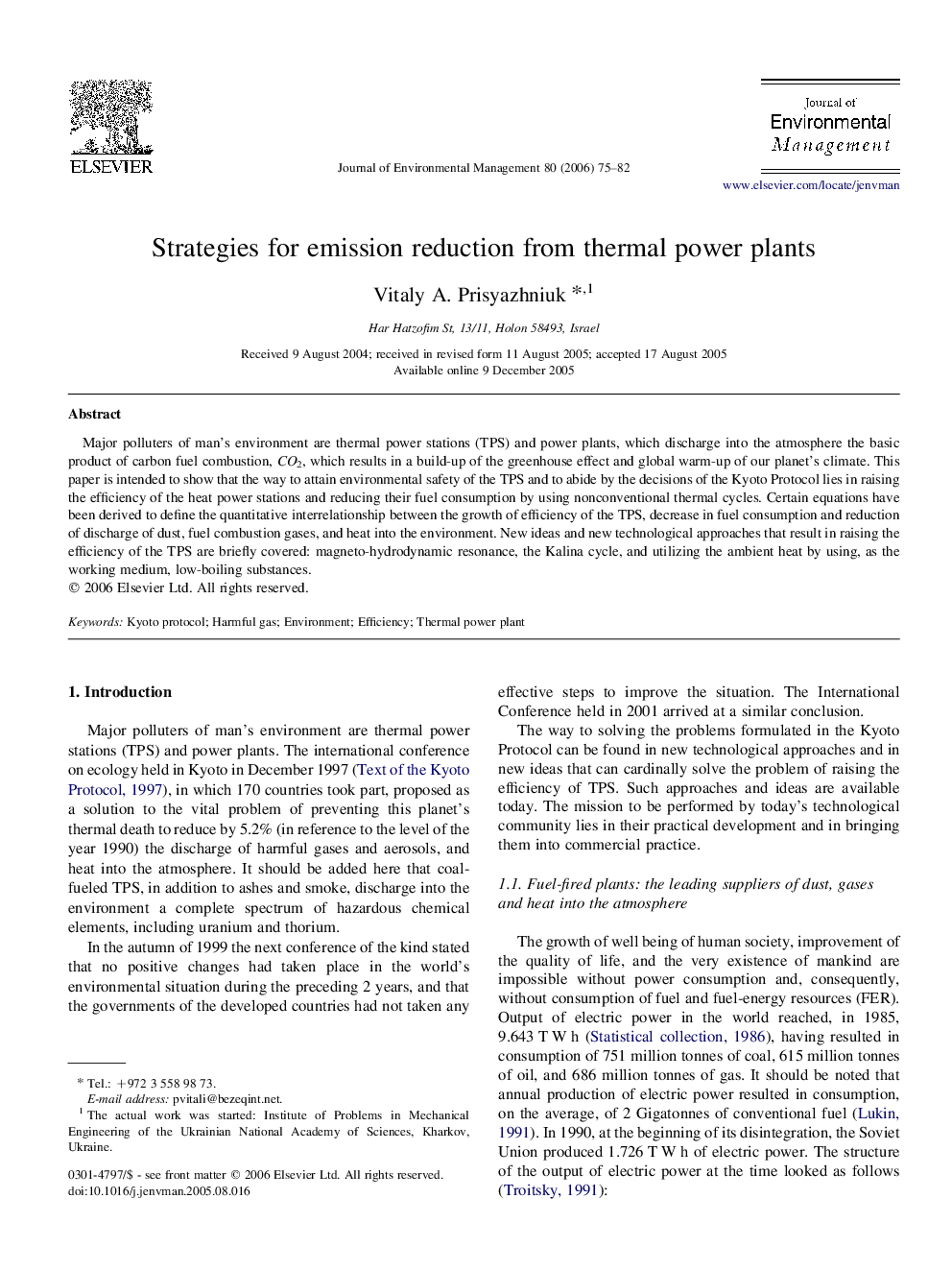 Strategies for emission reduction from thermal power plants