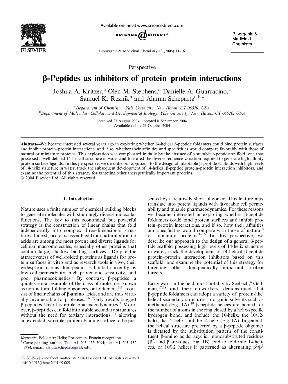 Î²-Peptides as inhibitors of protein-protein interactions