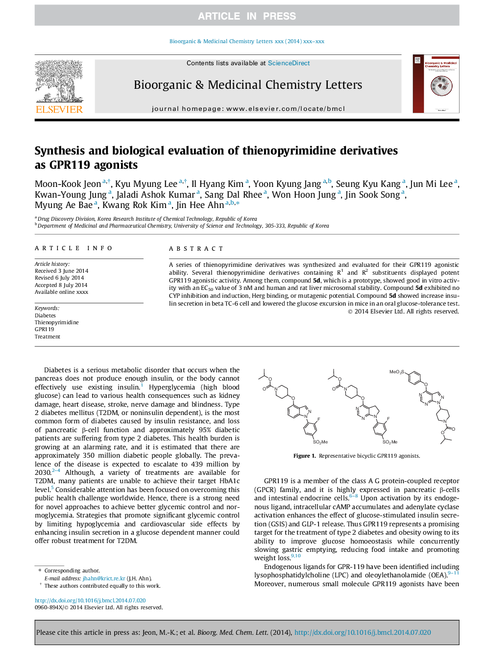 Synthesis and biological evaluation of thienopyrimidine derivatives as GPR119 agonists