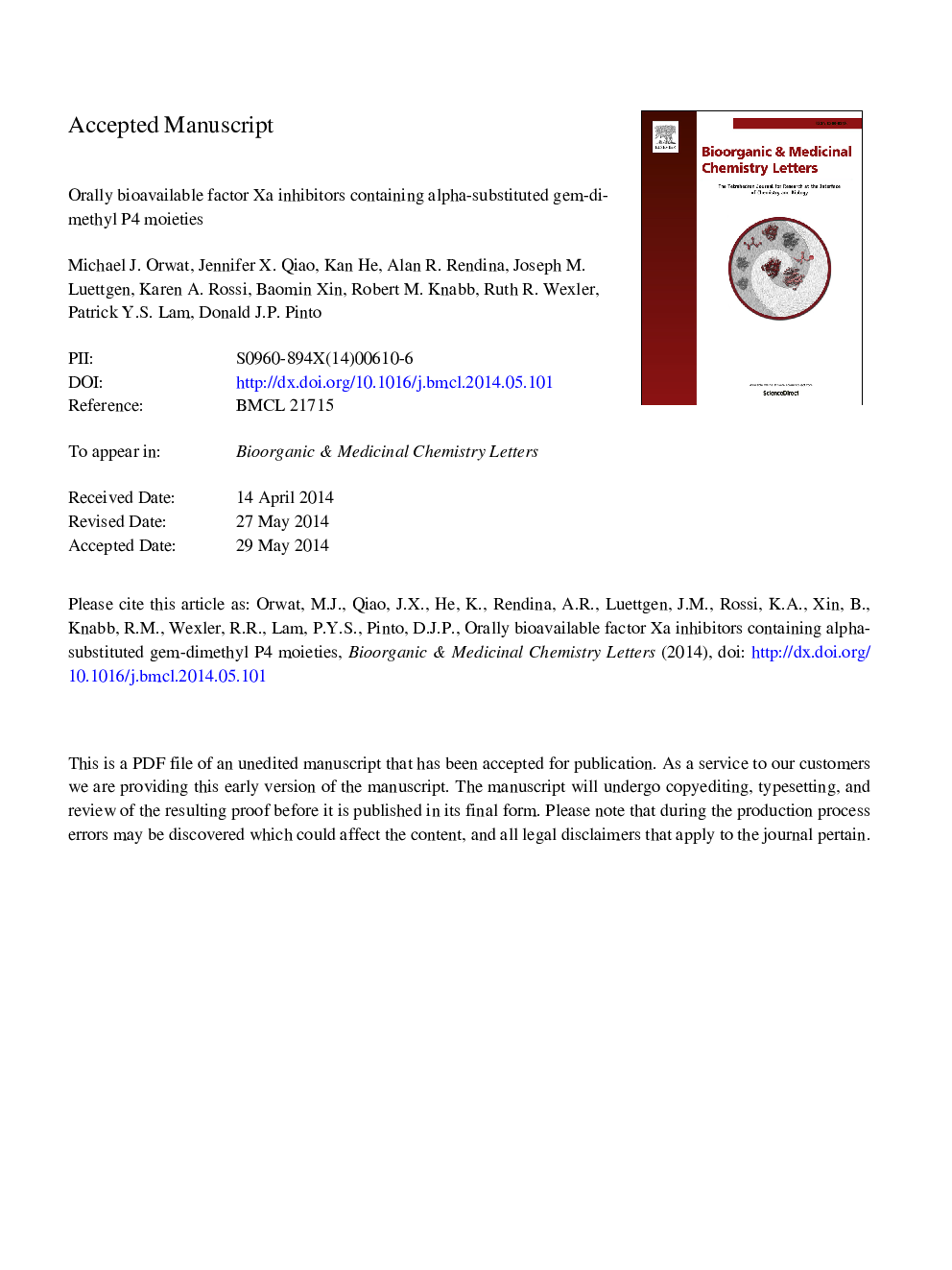 Orally bioavailable factor Xa inhibitors containing alpha-substituted gem-dimethyl P4 moieties