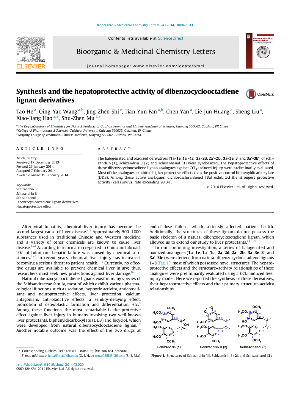 Synthesis and the hepatoprotective activity of dibenzocyclooctadiene lignan derivatives