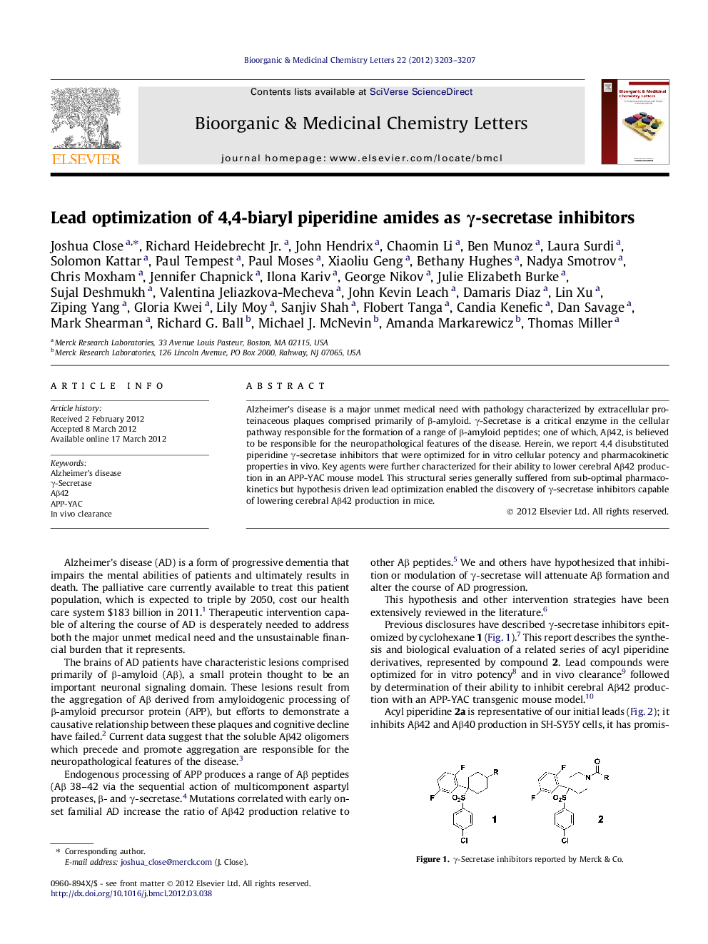 Lead optimization of 4,4-biaryl piperidine amides as Î³-secretase inhibitors