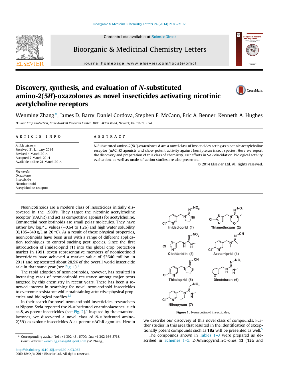 Discovery, synthesis, and evaluation of N-substituted amino-2(5H)-oxazolones as novel insecticides activating nicotinic acetylcholine receptors