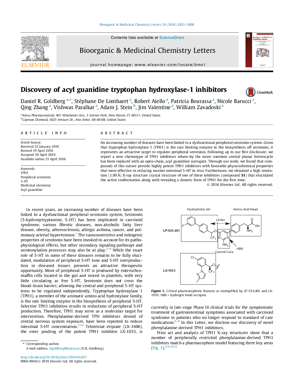 Discovery of acyl guanidine tryptophan hydroxylase-1 inhibitors