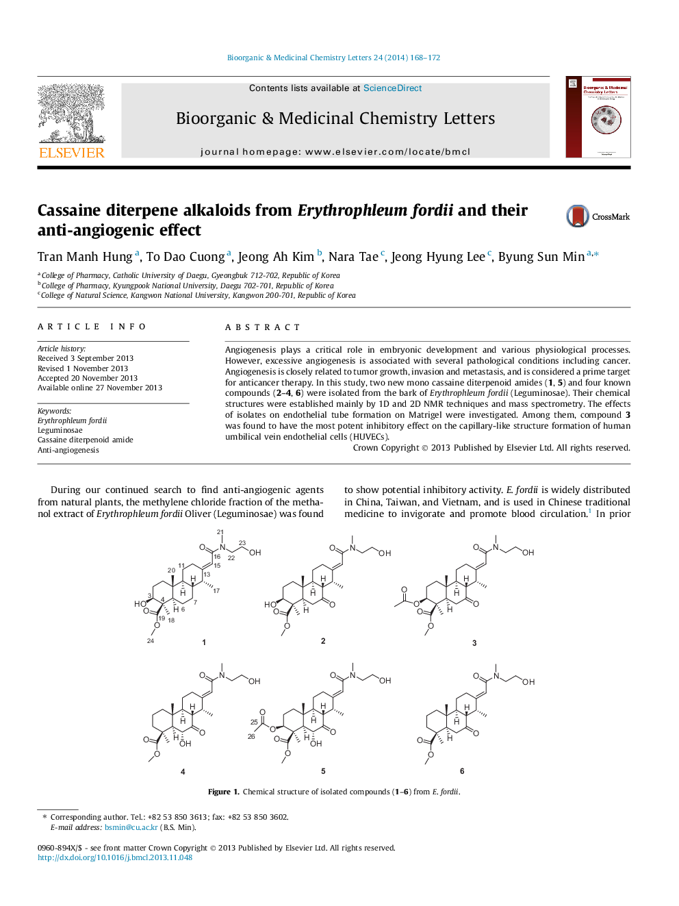 Cassaine diterpene alkaloids from Erythrophleum fordii and their anti-angiogenic effect