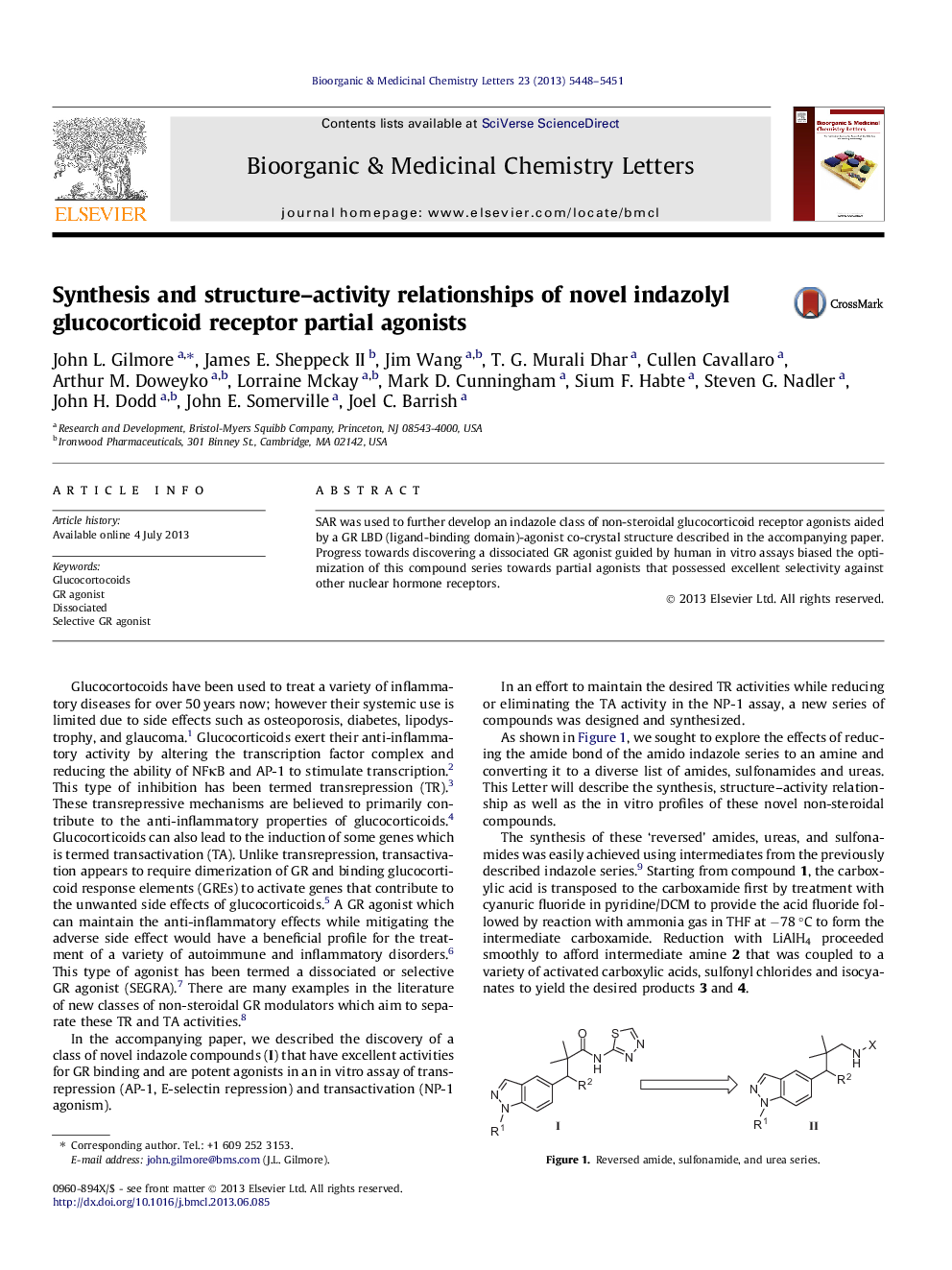 Synthesis and structure-activity relationships of novel indazolyl glucocorticoid receptor partial agonists