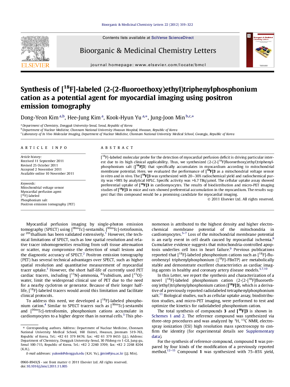 Synthesis of [18F]-labeled (2-(2-fluoroethoxy)ethyl)triphenylphosphonium cation as a potential agent for myocardial imaging using positron emission tomography