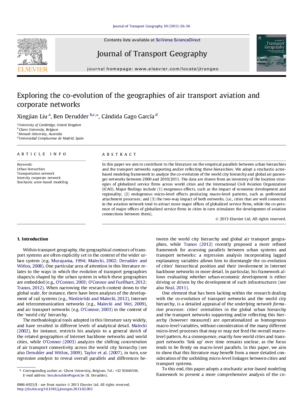 Exploring the co-evolution of the geographies of air transport aviation and corporate networks