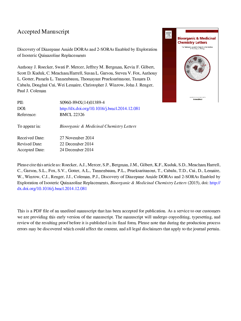 Discovery of diazepane amide DORAs and 2-SORAs enabled by exploration of isosteric quinazoline replacements