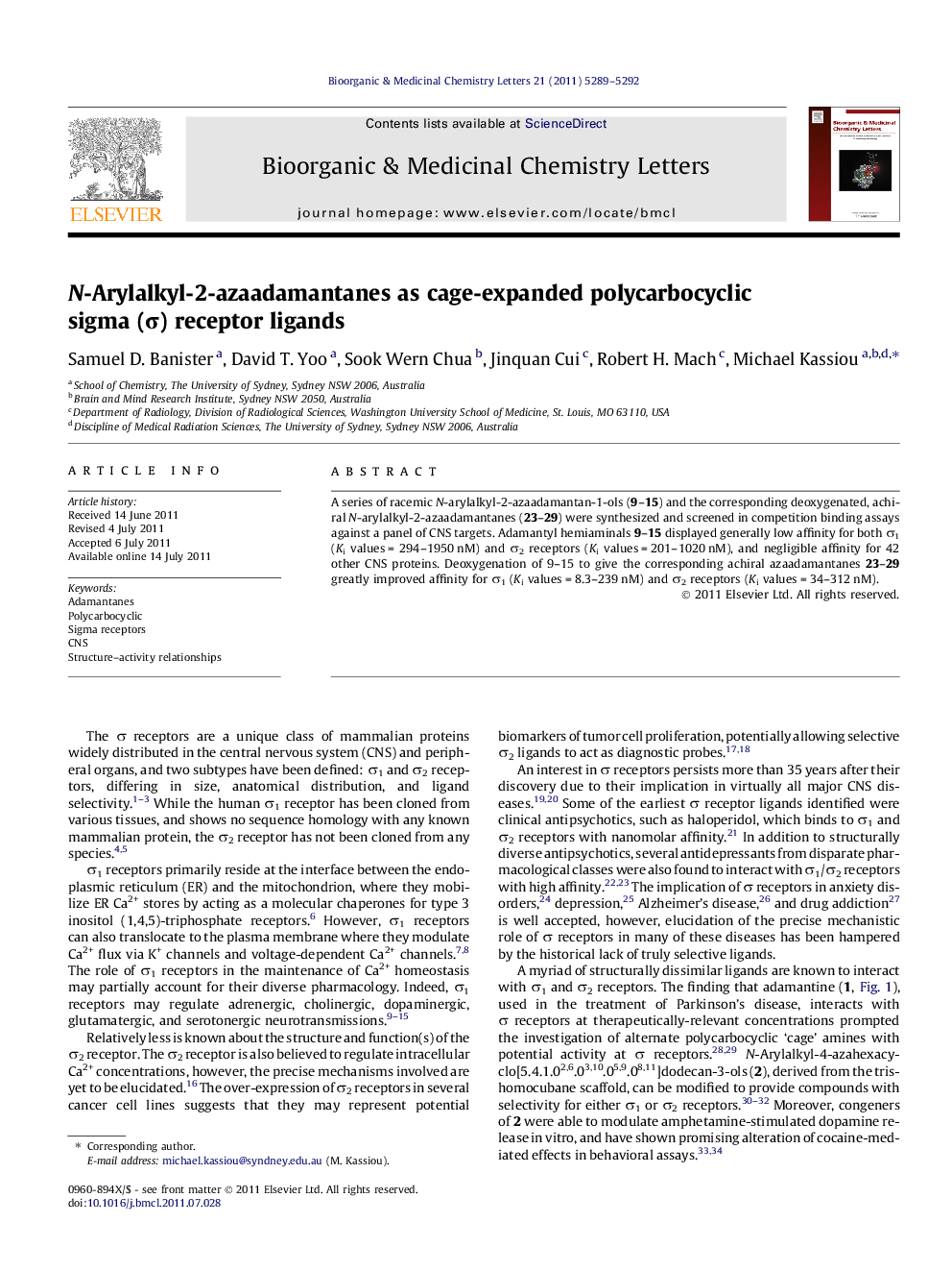 N-Arylalkyl-2-azaadamantanes as cage-expanded polycarbocyclic sigma (Ï) receptor ligands