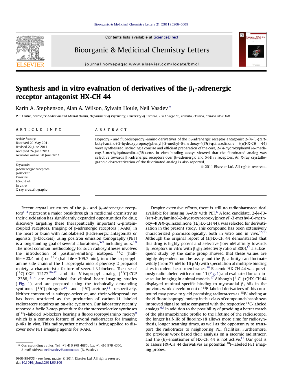 Synthesis and in vitro evaluation of derivatives of the Î²1-adrenergic receptor antagonist HX-CH 44