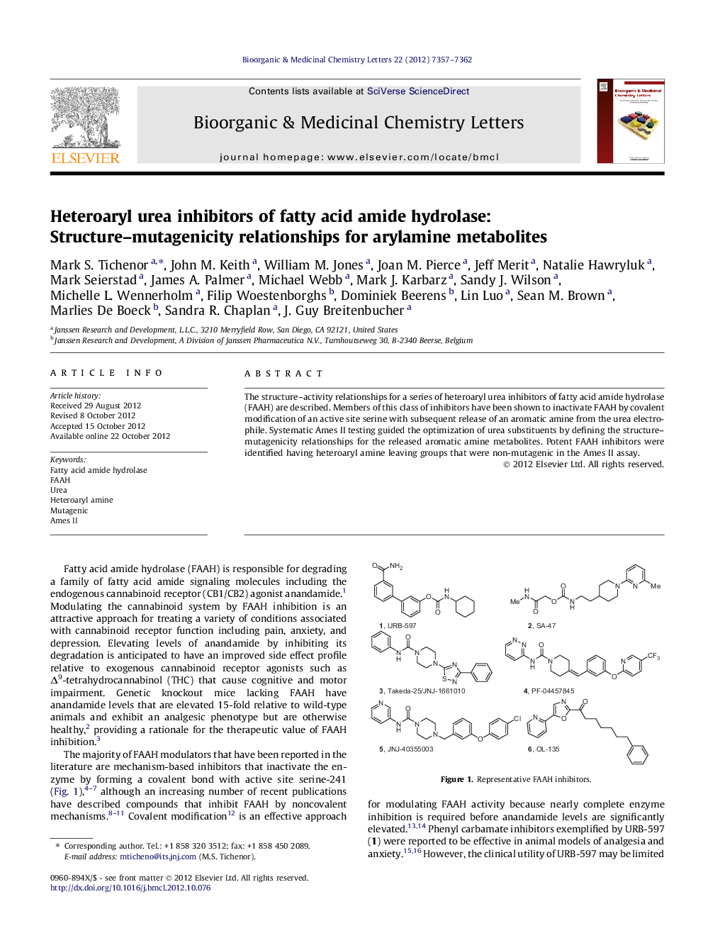 Heteroaryl urea inhibitors of fatty acid amide hydrolase: Structure-mutagenicity relationships for arylamine metabolites