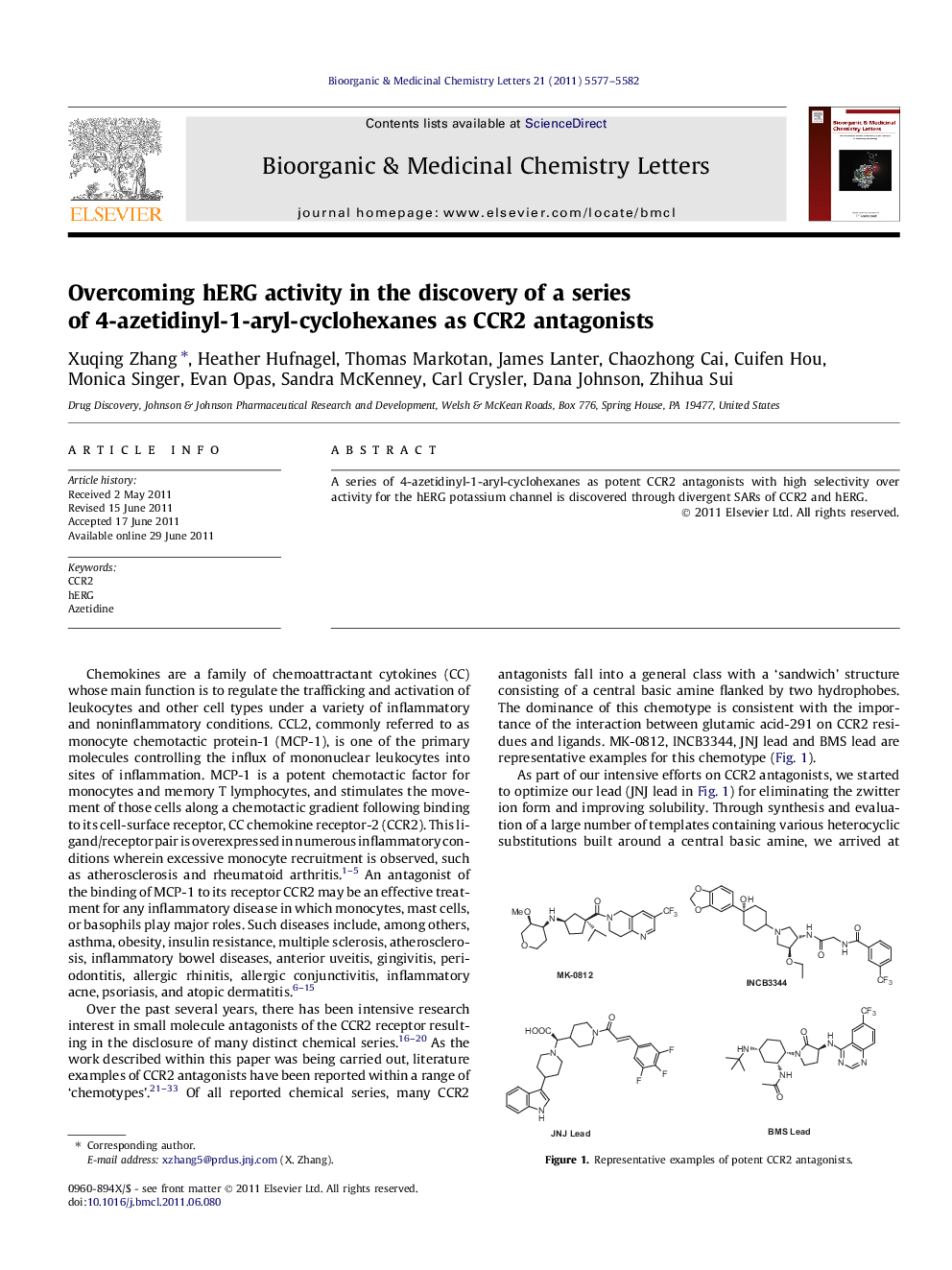 Overcoming hERG activity in the discovery of a series of 4-azetidinyl-1-aryl-cyclohexanes as CCR2 antagonists