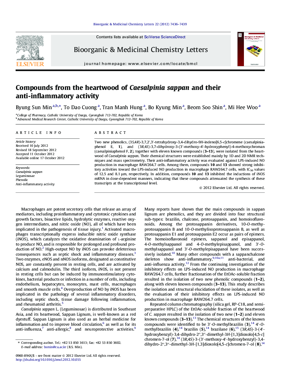 Compounds from the heartwood of Caesalpinia sappan and their anti-inflammatory activity