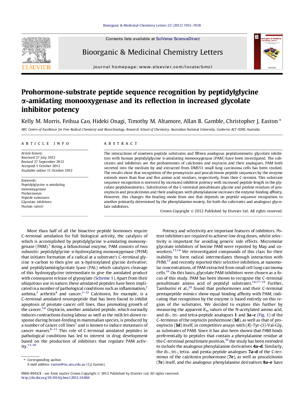 Prohormone-substrate peptide sequence recognition by peptidylglycine Î±-amidating monooxygenase and its reflection in increased glycolate inhibitor potency