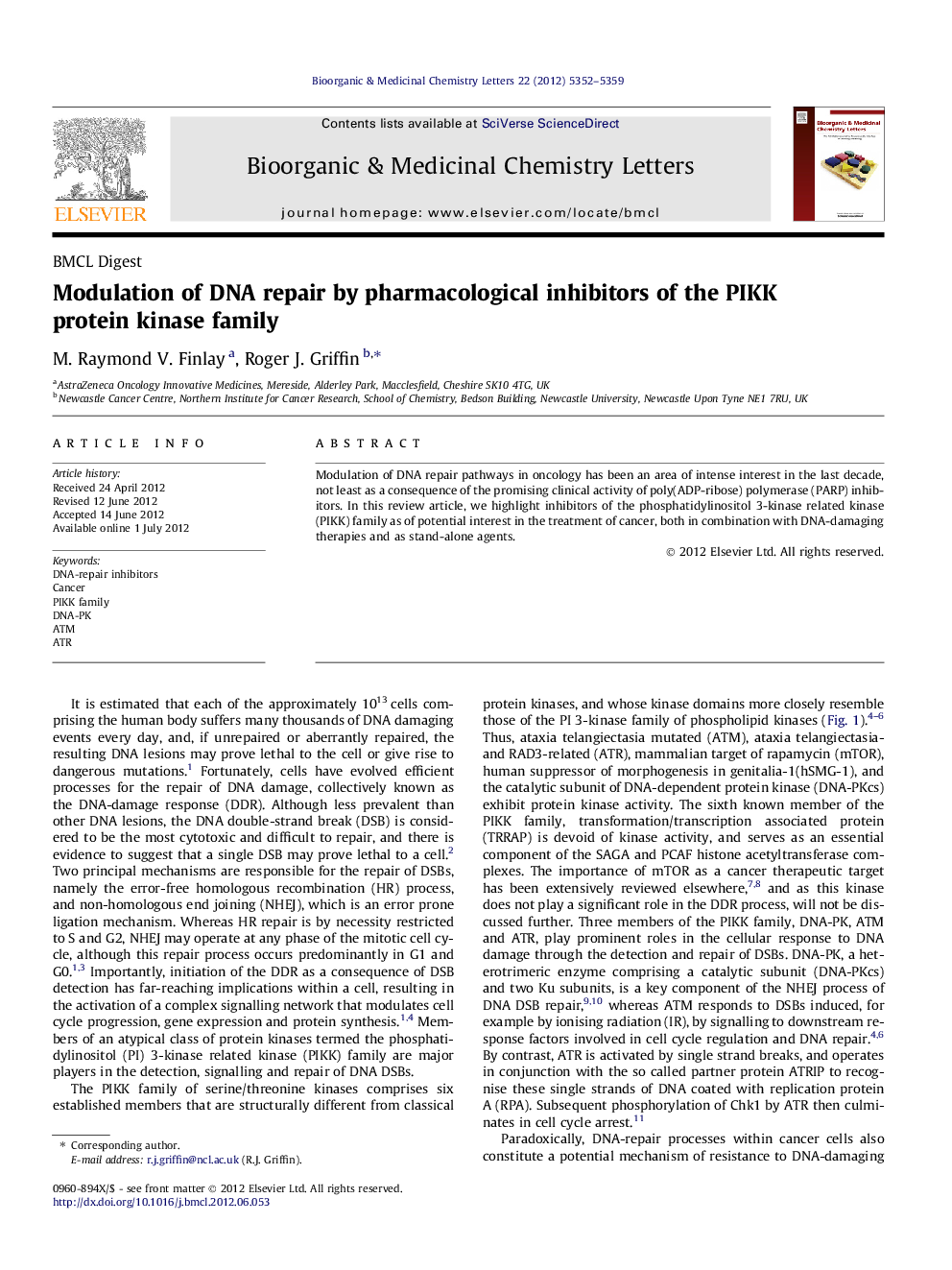 Modulation of DNA repair by pharmacological inhibitors of the PIKK protein kinase family