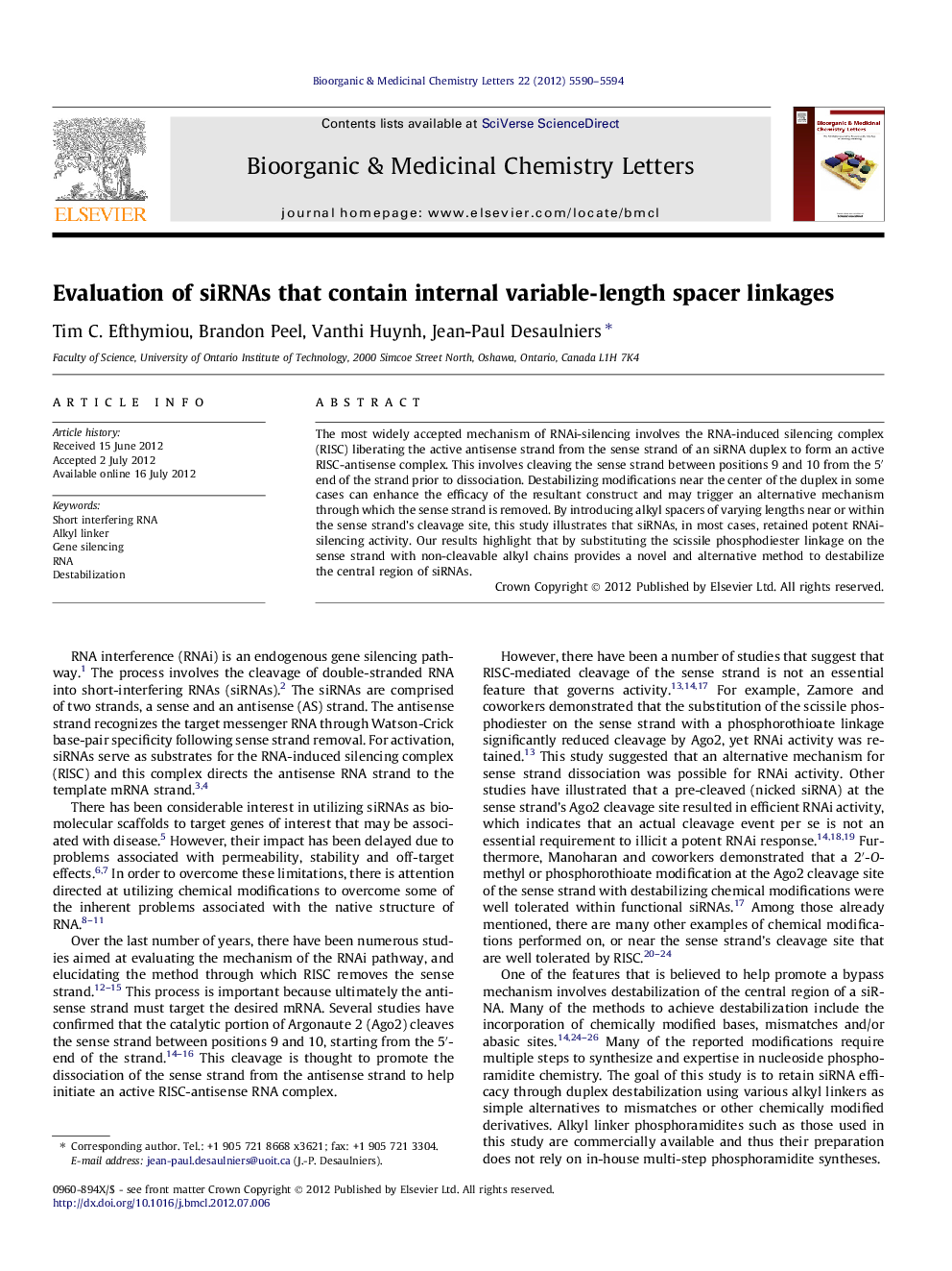 Evaluation of siRNAs that contain internal variable-length spacer linkages