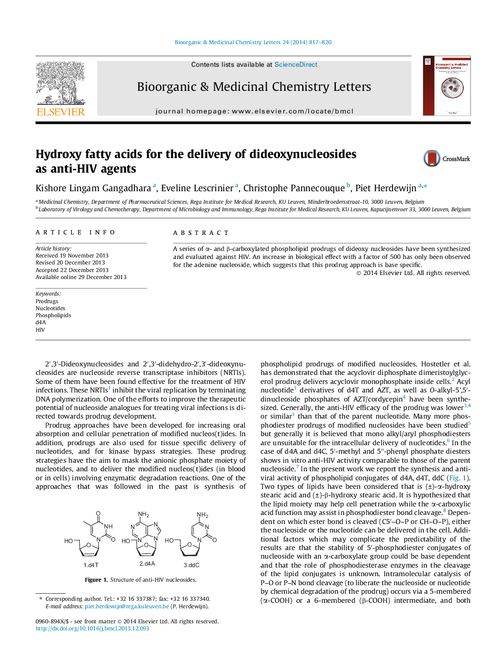 Hydroxy fatty acids for the delivery of dideoxynucleosides as anti-HIV agents