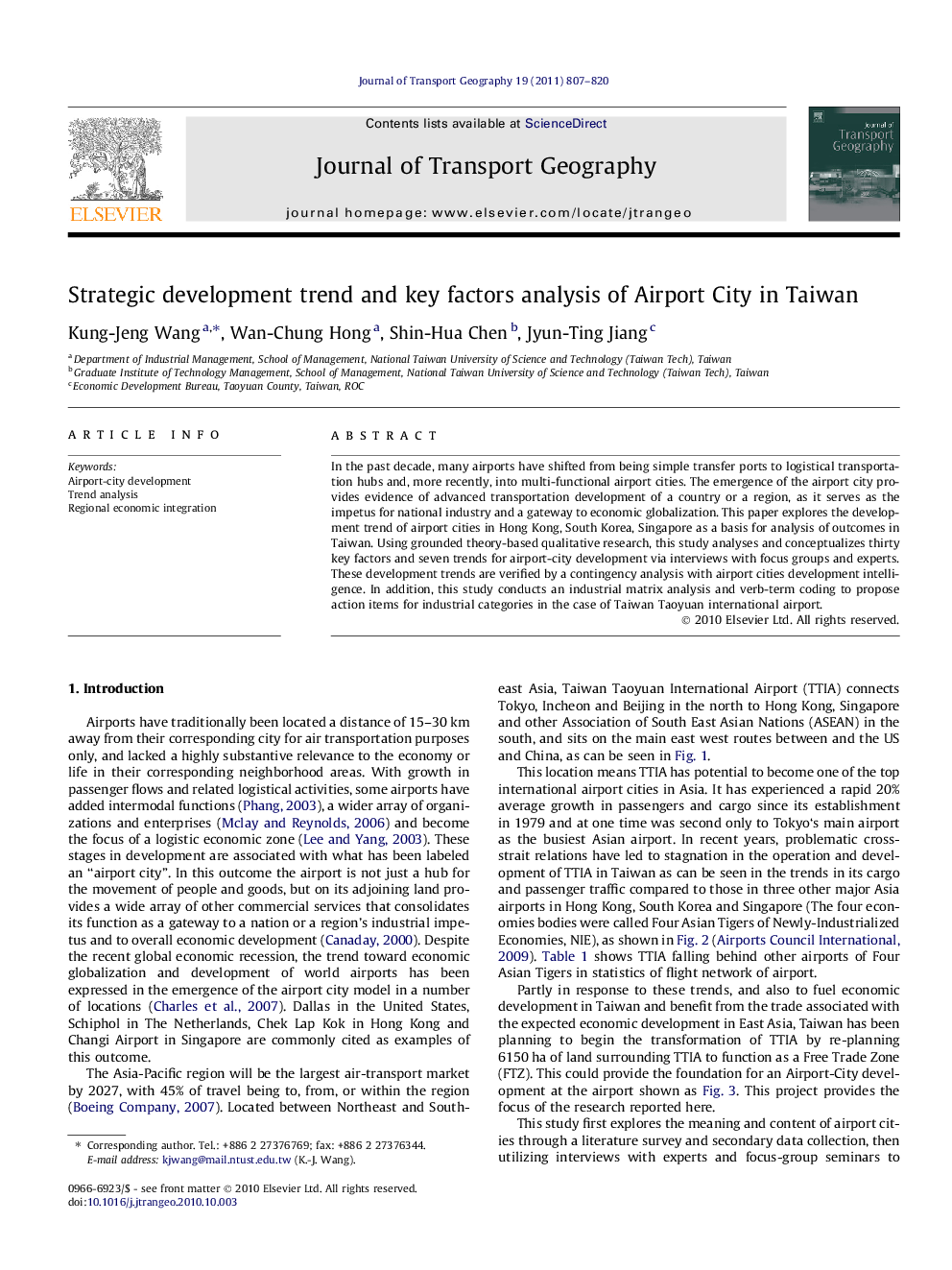 Strategic development trend and key factors analysis of Airport City in Taiwan