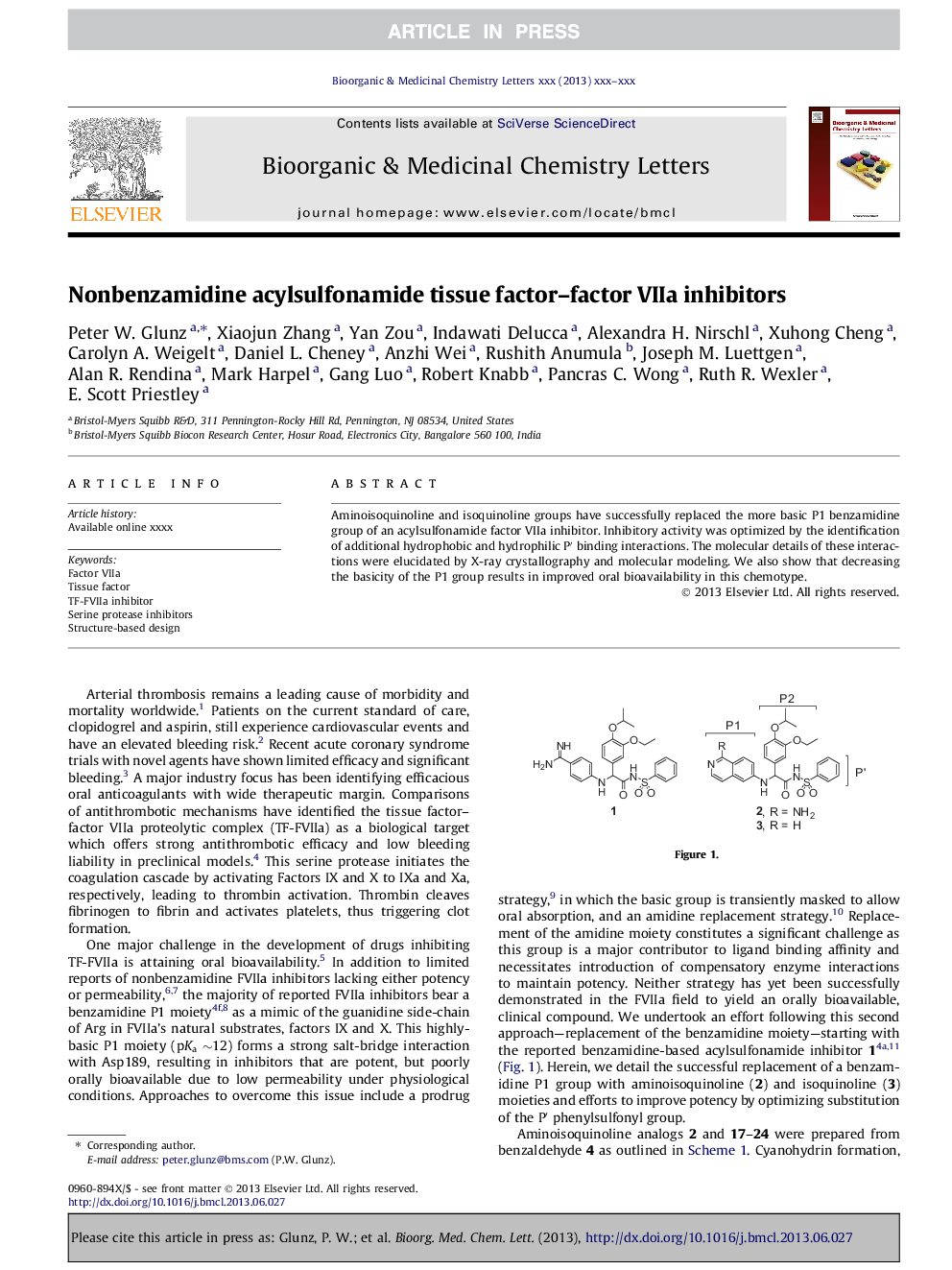 Nonbenzamidine acylsulfonamide tissue factor-factor VIIa inhibitors