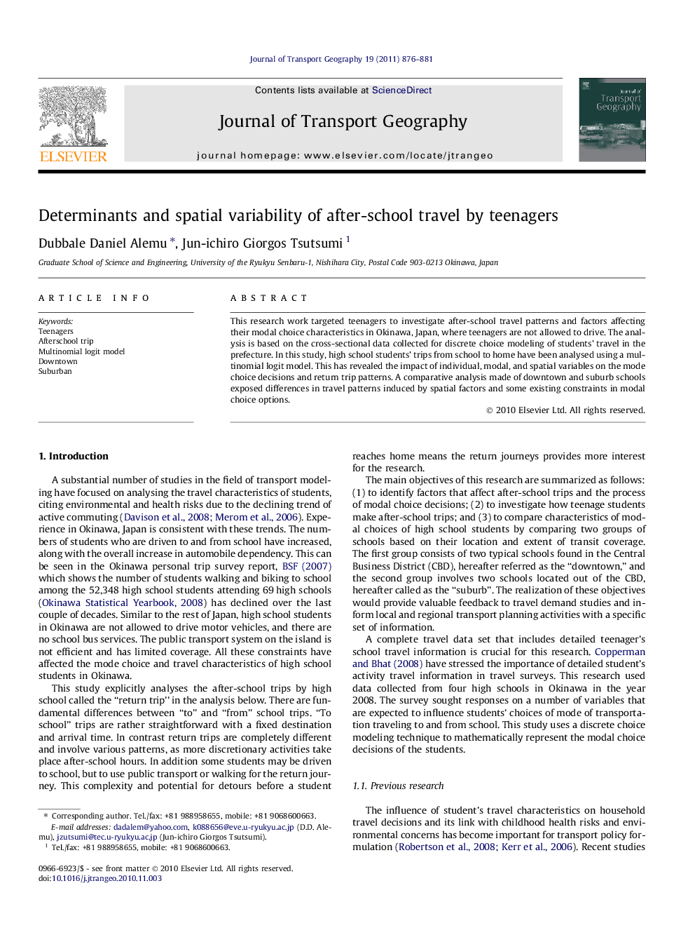 Determinants and spatial variability of after-school travel by teenagers