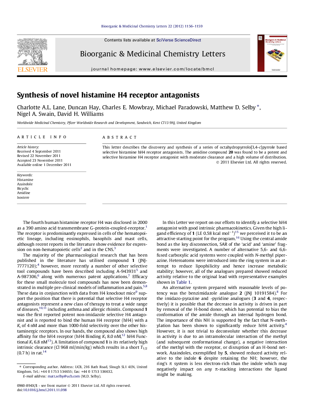 Synthesis of novel histamine H4 receptor antagonists